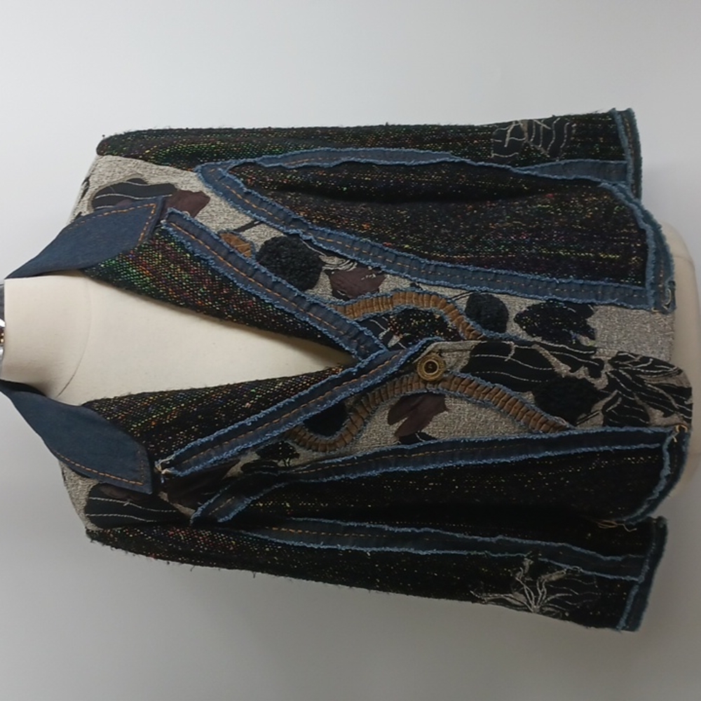 Travelsmith Patchwork Applique Raw Edge Blazer-Sz… - image 1